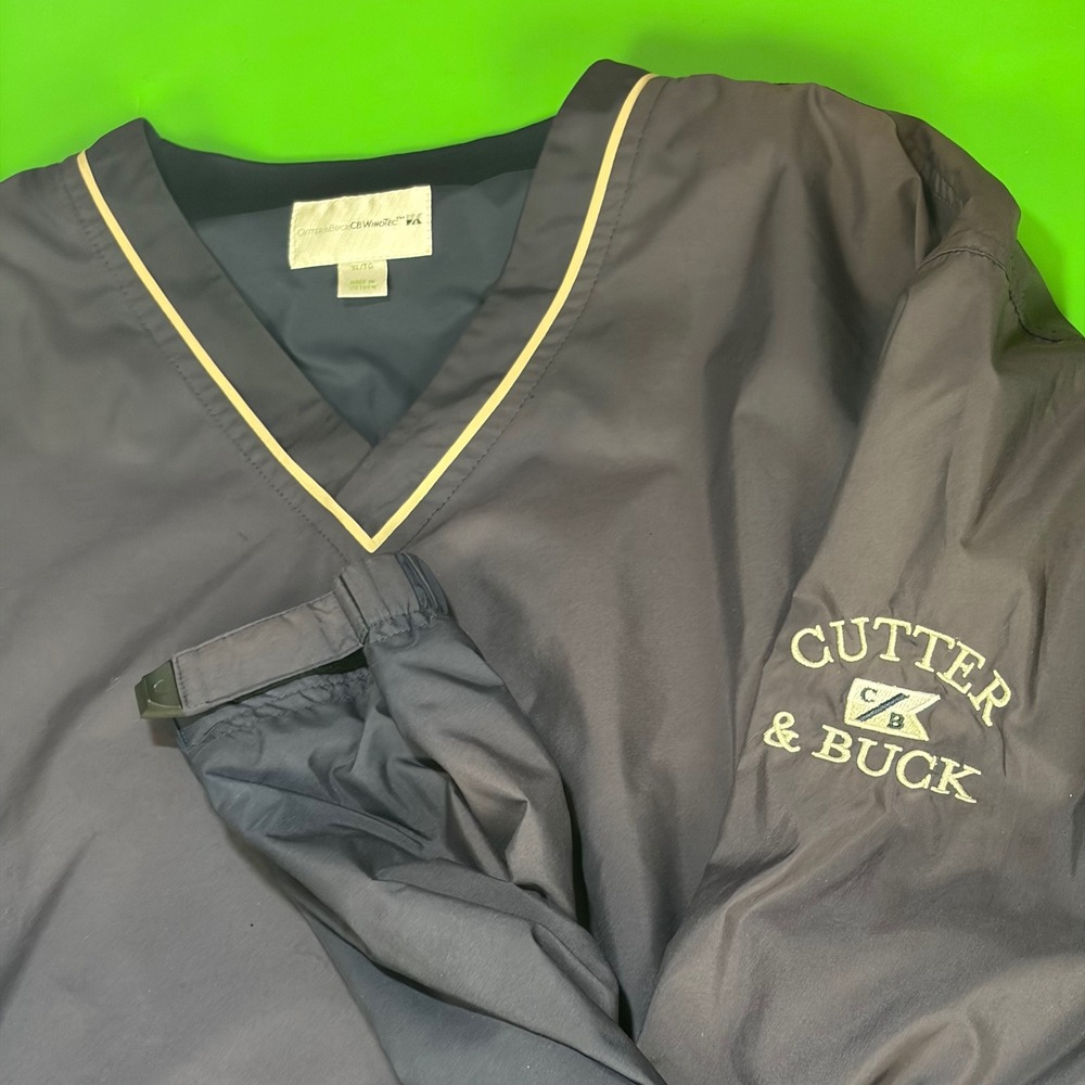 Cutter & Buck Windbreaker Pullover Mens XL Navy CBWindtec Windshirt Sleeve Logo